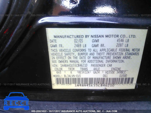 2005 NISSAN MAXIMA 1N4BA41E55C846210 image 8