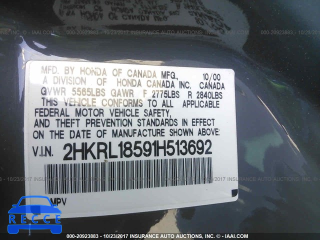 2001 Honda Odyssey 2HKRL18591H513692 image 8
