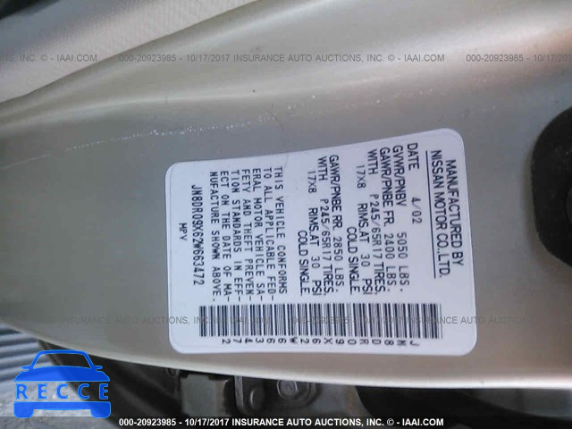 2002 Nissan Pathfinder LE/SE JN8DR09X62W663472 image 8