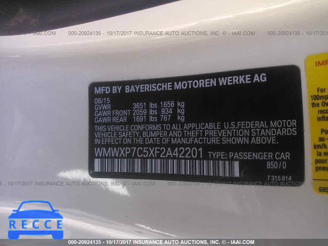 2015 Mini Cooper WMWXP7C5XF2A42201 image 8