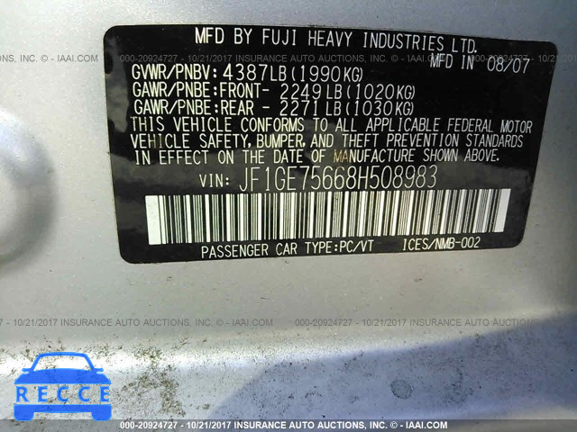 2008 Subaru Impreza WRX PREMIUM JF1GE75668H508983 image 8