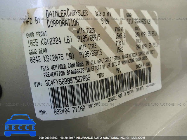 2005 Chrysler PT Cruiser 3C4FY58B85T527865 image 8