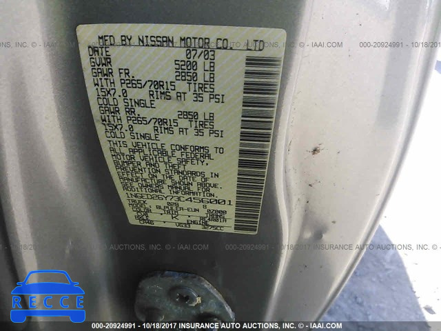 2003 Nissan Frontier 1N6ED26Y73C456001 зображення 8