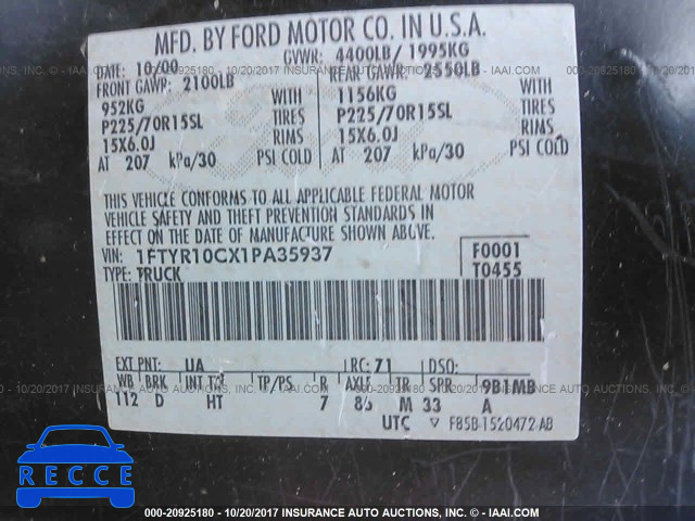 2001 Ford Ranger 1FTYR10CX1PA35937 image 8