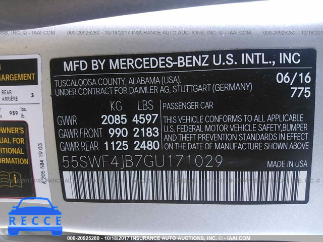 2016 Mercedes-benz C 300 55SWF4JB7GU171029 зображення 8