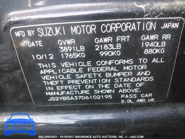 2013 Suzuki SX4 JS2YB5A37D6102195 image 8