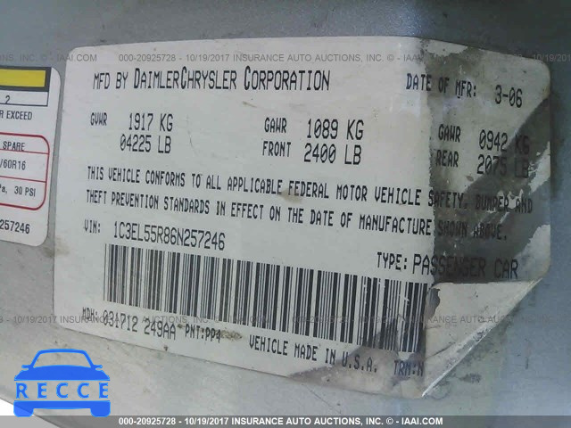 2006 Chrysler Sebring 1C3EL55R86N257246 image 8