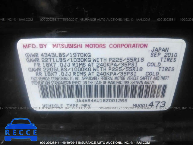 2011 Mitsubishi Outlander Sport SE JA4AR4AU1BZ001265 image 8