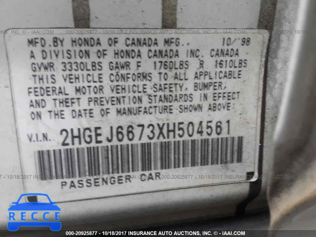1999 Honda Civic 2HGEJ6673XH504561 image 8