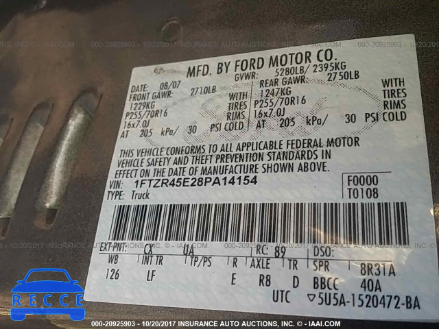 2008 FORD RANGER SUPER CAB 1FTZR45E28PA14154 image 8