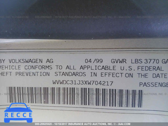 1999 Volkswagen GTI WVWDC31J3XW704217 image 8