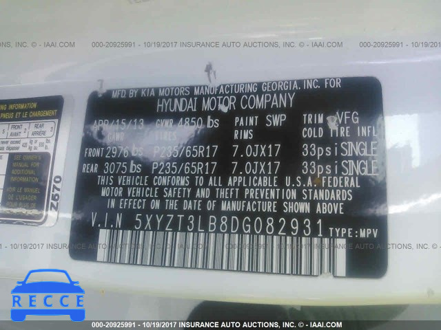 2013 Hyundai Santa Fe Sport 5XYZT3LB8DG082931 image 8