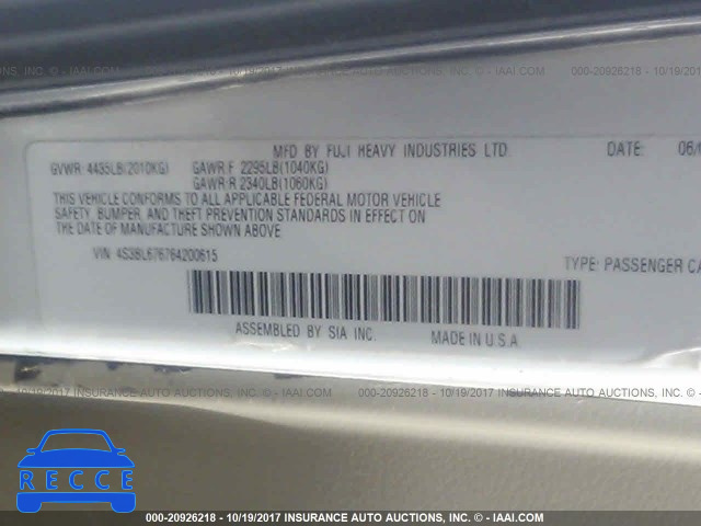 2006 Subaru Legacy GT LIMITED 4S3BL676764200615 image 8