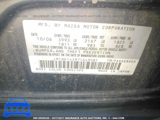 2007 Mazda 3 JM1BK143971649085 Bild 8