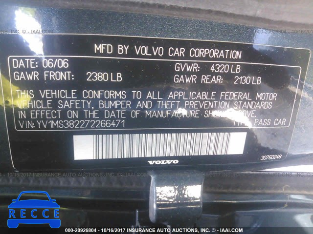 2007 VOLVO S40 2.4I YV1MS382272266471 Bild 8