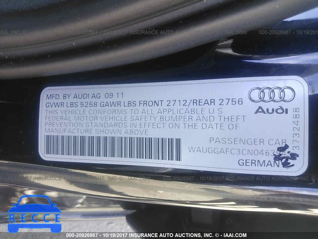 2012 Audi A6 PREMIUM PLUS WAUGGAFC3CN046394 image 8