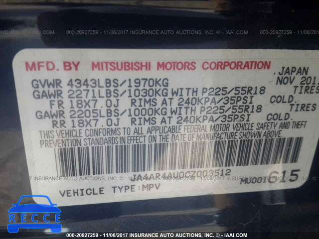 2012 Mitsubishi Outlander Sport JA4AR4AU0CZ003512 image 8