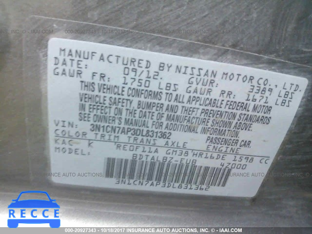 2013 Nissan Versa 3N1CN7AP3DL831362 Bild 8