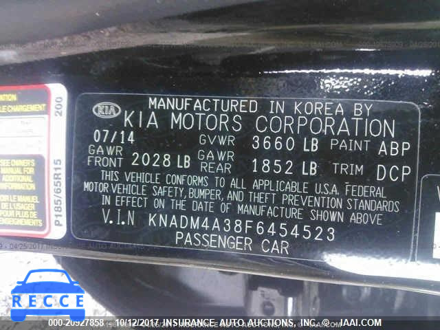 2015 KIA RIO KNADM4A38F6454523 image 8