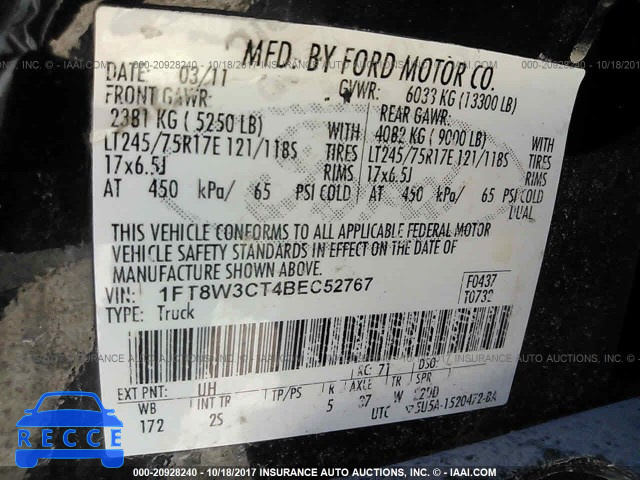 2011 Ford F350 1FT8W3CT4BEC52767 зображення 8