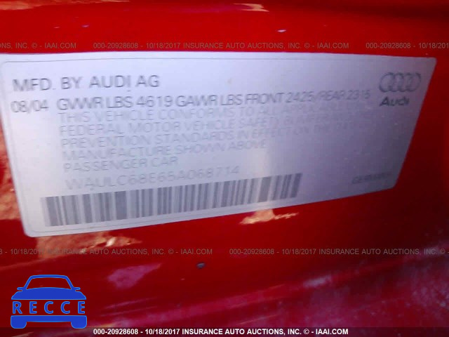 2005 Audi A4 WAULC68E65A068714 image 8