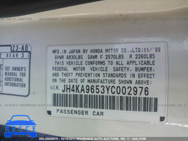 2000 Acura 3.5RL JH4KA9653YC002976 image 8