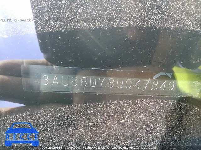 2008 Mitsubishi Lancer GTS JA3AU86U78U047840 зображення 8