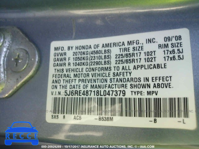 2008 Honda CR-V 5J6RE48718L047379 image 8