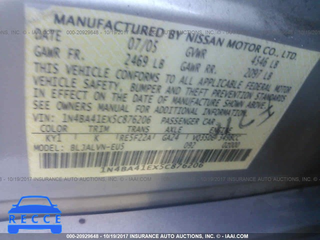 2005 Nissan Maxima SE/SL 1N4BA41EX5C876206 image 8