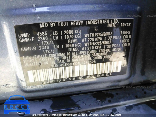 2014 Subaru Outback 2.5I LIMITED 4S4BRCKC4E3242525 Bild 8