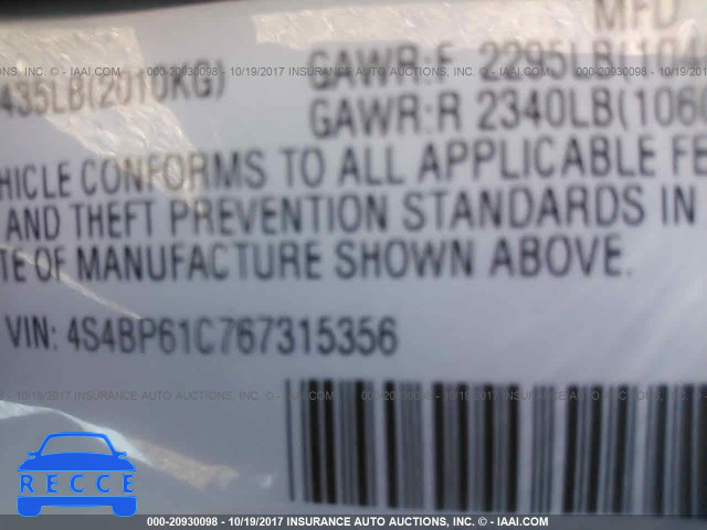 2006 SUBARU LEGACY OUTBACK 2.5I 4S4BP61C767315356 image 8