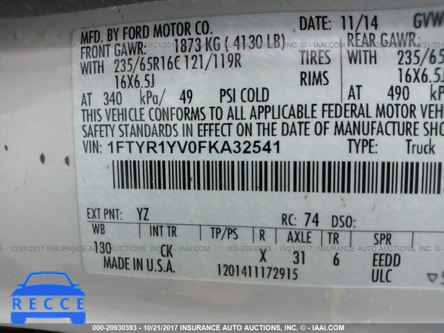 2015 Ford Transit T-250 1FTYR1YV0FKA32541 Bild 8