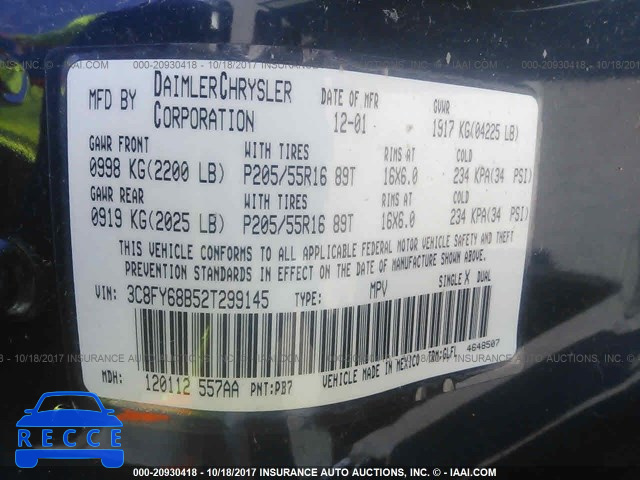 2002 Chrysler PT Cruiser 3C8FY68B52T299145 зображення 8