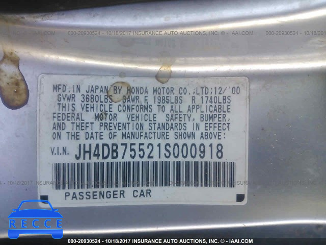 2001 Acura Integra LS JH4DB75521S000918 image 8