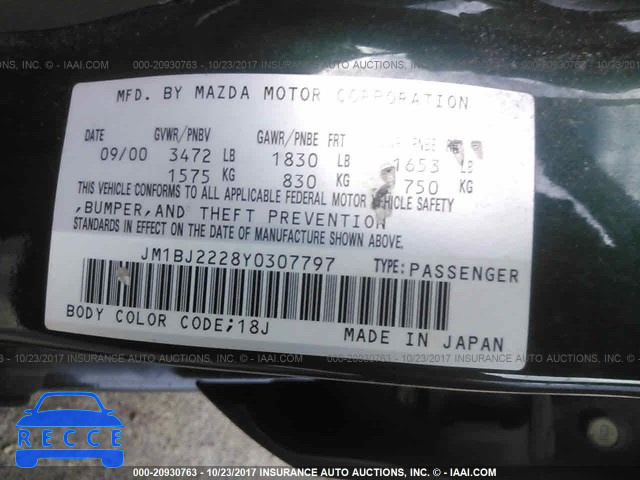 2000 Mazda Protege DX/LX JM1BJ2228Y0307797 image 8
