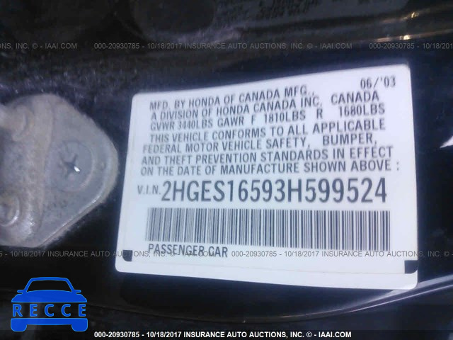 2003 Honda Civic 2HGES16593H599524 Bild 8