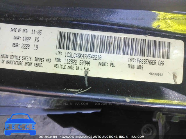 2007 Chrysler Sebring 1C3LC46K47N542210 image 8