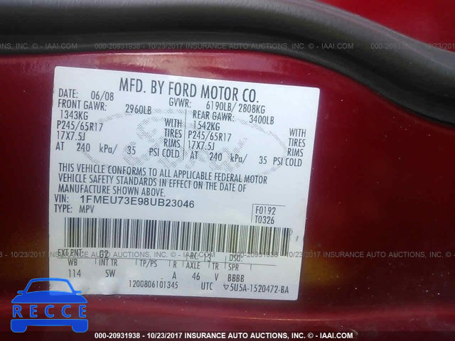 2008 Ford Explorer 1FMEU73E98UB23046 image 8