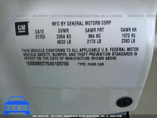 2004 Cadillac CTS 1G6DM577040106799 image 8