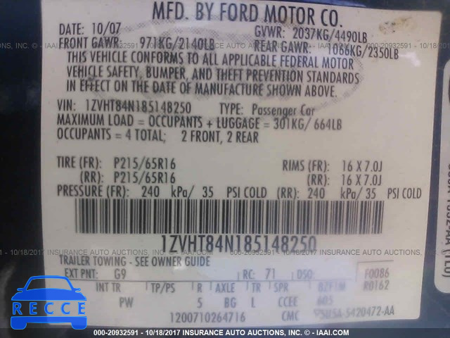 2008 Ford Mustang 1ZVHT84N185148250 Bild 8