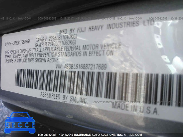 2008 Subaru Legacy 2.5I 4S3BL616887217689 image 8