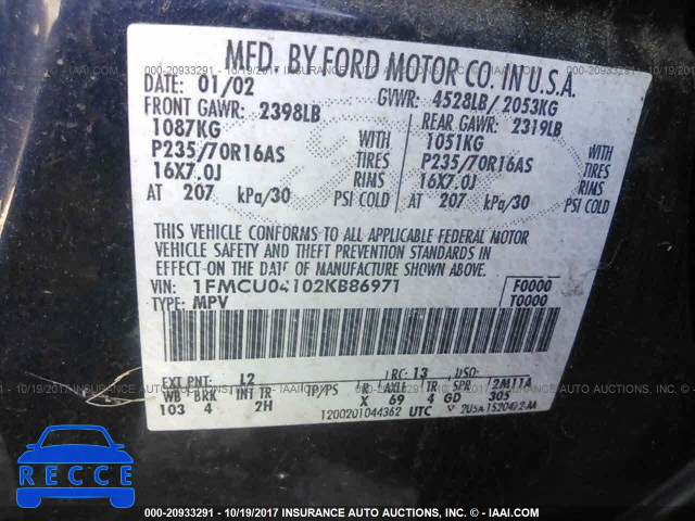 2002 Ford Escape XLT 1FMCU04102KB86971 image 8