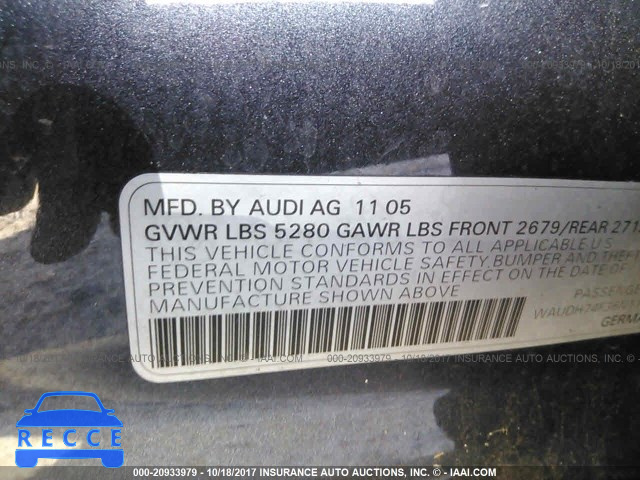 2006 Audi A6 3.2 QUATTRO WAUDH74F36N111717 image 8