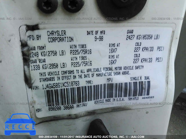1999 Jeep Grand Cherokee 1J4GW58S1XC518783 image 8