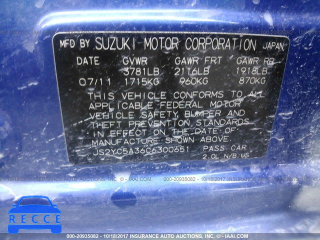 2012 Suzuki SX4 LE JS2YC5A36C6300651 Bild 8