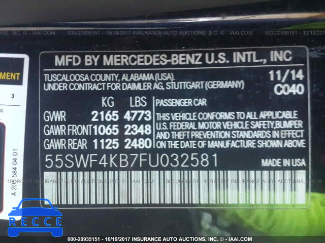 2015 MERCEDES-BENZ C 300 4MATIC 55SWF4KB7FU032581 зображення 8