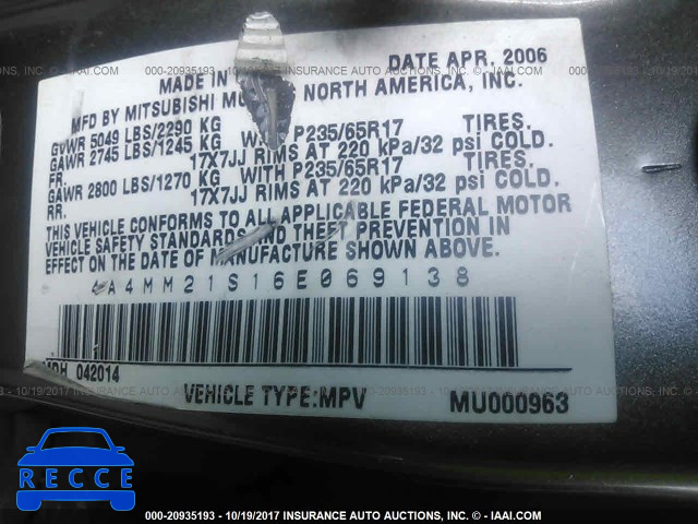 2006 Mitsubishi Endeavor LS 4A4MM21S16E069138 Bild 8