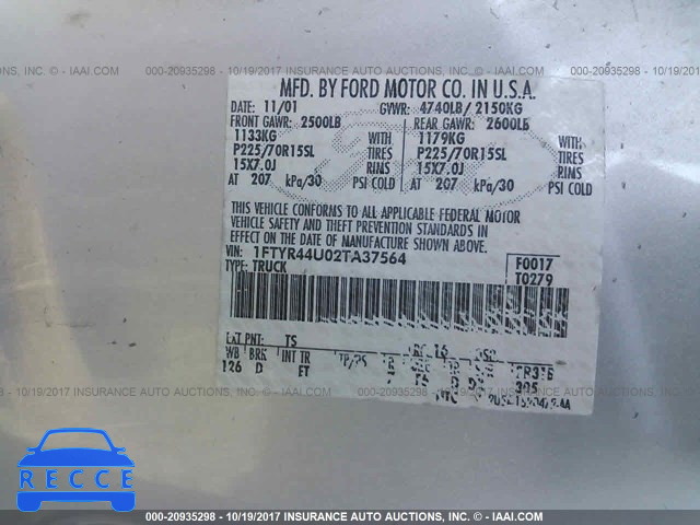 2002 Ford Ranger 1FTYR44U02TA37564 image 8