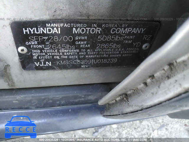 2001 HYUNDAI SANTA FE GLS/LX KM8SC83D91U018239 image 8