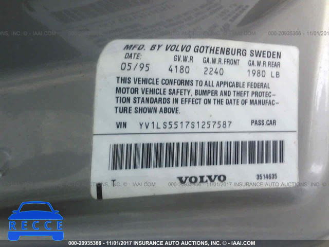 1995 Volvo 850 YV1LS5517S1257587 image 8